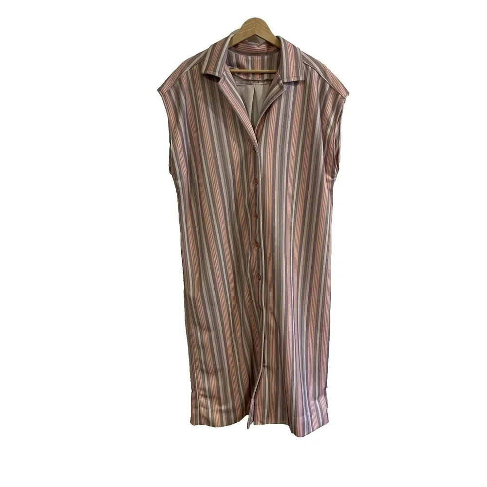 Vintage Striped Maxi Shirt‎ Dress 70s 80s